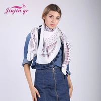 jinjin qc brand europe fashion square silk scarf women cotton scarves and wraps girls bandada and shawl drop shipping