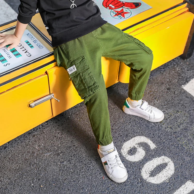 Брюки карго для мальчиков штаны весенне осенние детские повседневные брюки