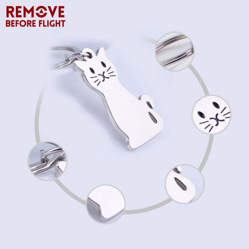 

Wholesale Brand New Fashion Jewelry Lovely Kitty Shaped Creative Gifts Silver Color Key Chains for Kids Cat Key Ring 10 PCS/LOT