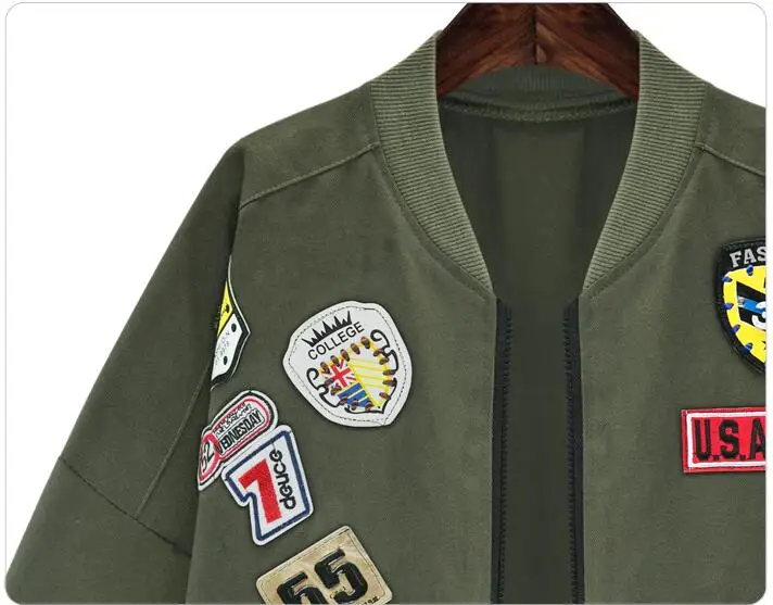 Женская хлопковая куртка бомбер в стиле милитари длинная приталенная армейского