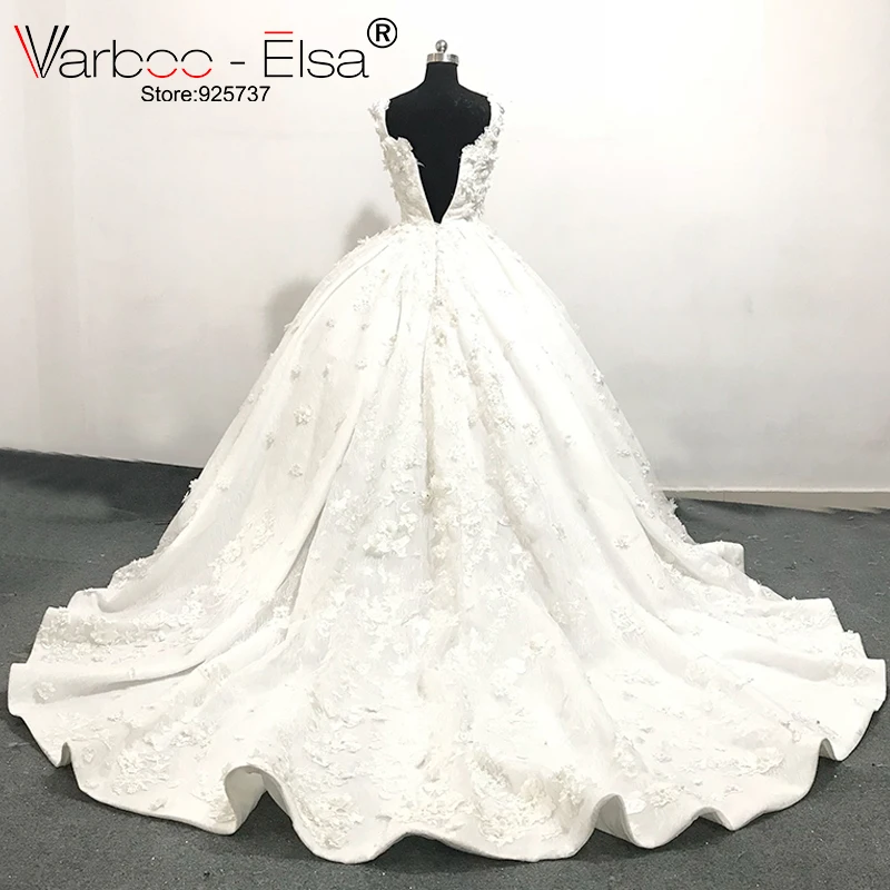 Роскошное белое кружевное свадебное платье varboo_эльза 2018 с 3D аппликацией по