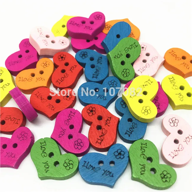 11x16mm mix 50 шт. в форме сердца деревянные пуговицы 2 отверстия Вышивание интимные аксессуары украшения для семейного альбома Свадебные визитные 13 дизайн - Цвет: 11x16mm mix