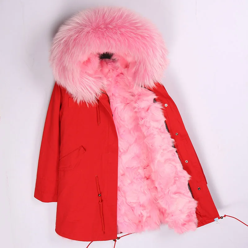 7 fox fur liner Длинная парка, зимняя куртка для женщин, пальто из натурального меха енота, воротник из лисьего меха, верхняя одежда, повседневная одежда - Цвет: 7 fox fur liner
