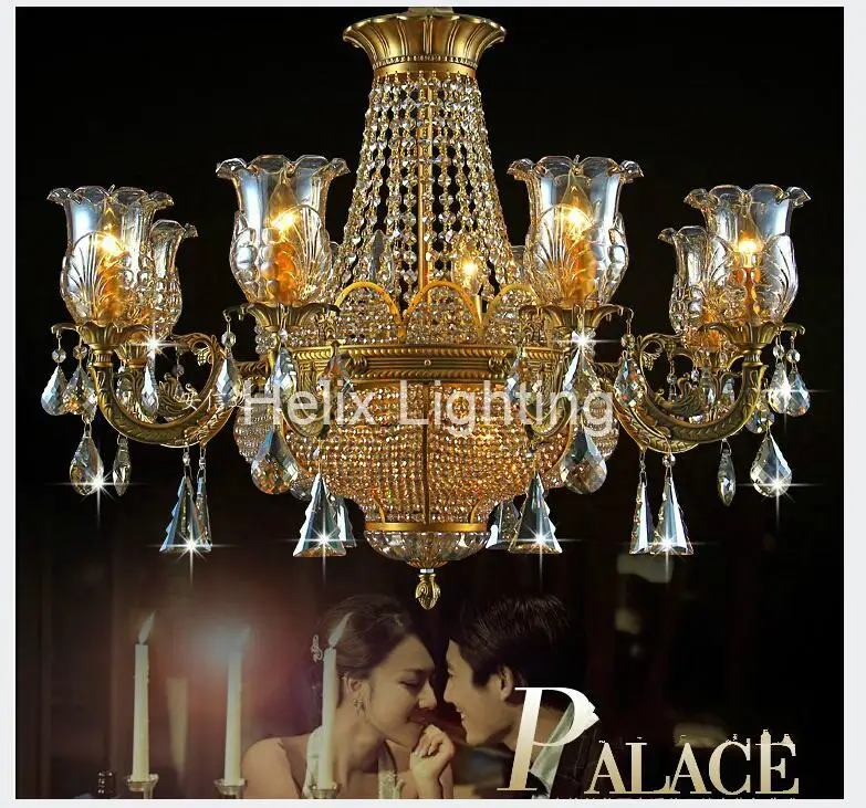 Хрустальная люстра из латуни с бронзовой отделкой 6 л/8 л|crystal chandelier lamp|colorful crystal