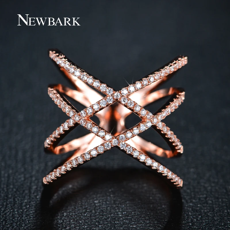 Newbark Винтаж двойной крест x Форма Кольца для Для женщин циркония микро проложили