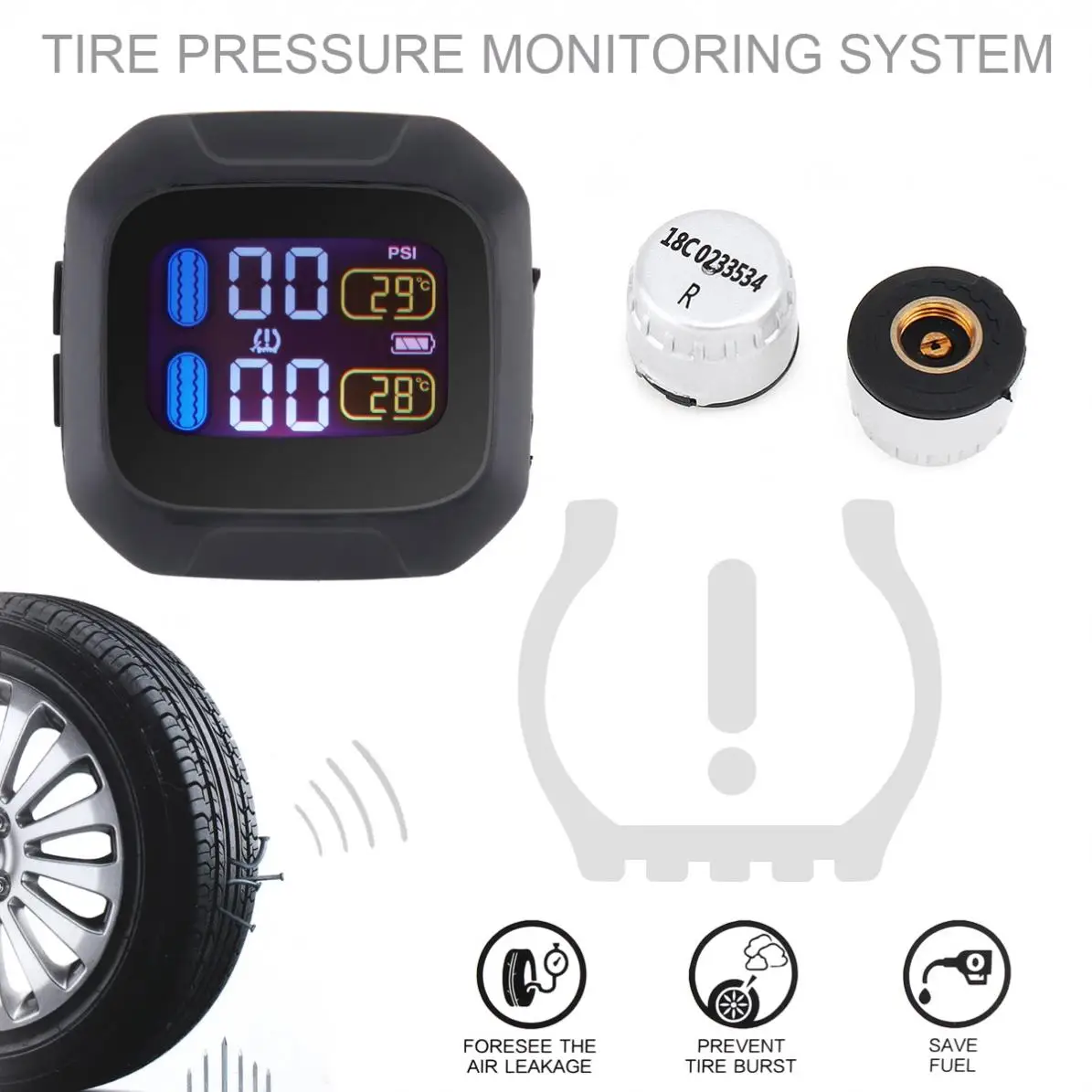 

M3 Universal Wireless Motorcycle TPMS Tire Pressure Monitoring System Motorbike Tire Pressure 2 External Sensor