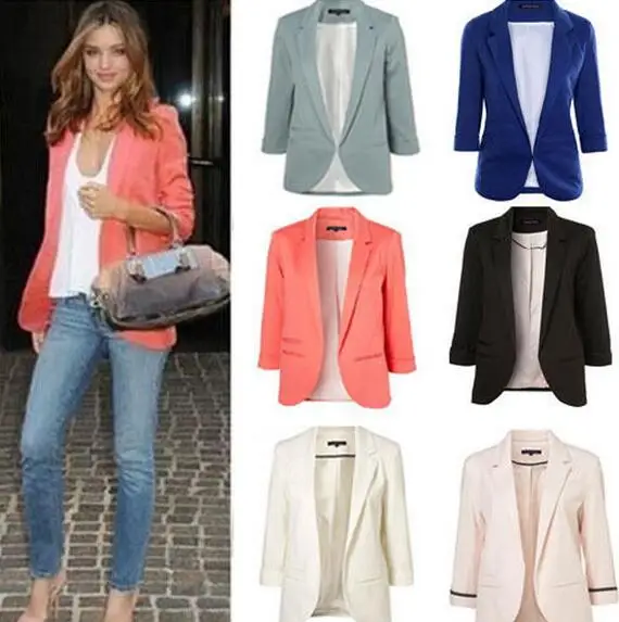 

FENGGUILAI 2019 Candy Color Seven-point Sleeves Small Suit Commuter Models Slim Women Blazers Casual Wild Fashion Thin