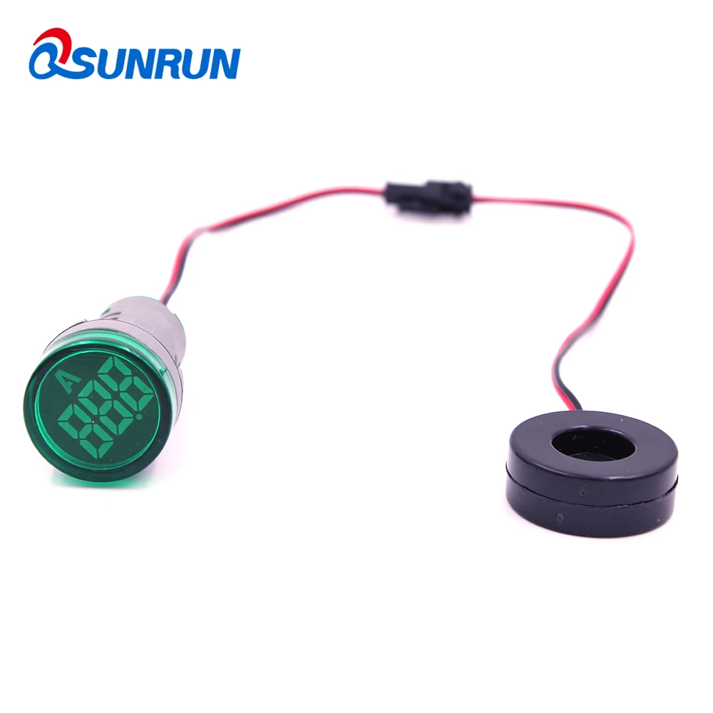 QSUNRUN 220 В AC 22 мм 0 100A цифровой Дисплей Ampermeter монитор Текущий метр тестер Сингал