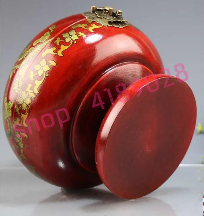 

100 solid wood, pot type, dragon and Phoenix jewelry box, antique collection.