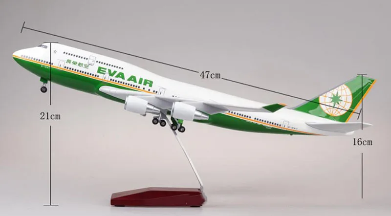 1/150 масштаб 47 см самолет Boeing B747 самолет Тайваньская эва авиакомпания Модель W светильник и колесо литой под давлением пластиковый полимерный самолет