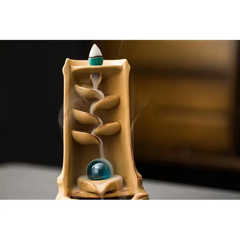 

Ceramic Backflow Incense Burner Smoke Waterfall Incense Cones Holder Home Decor Aromatherapy Furnace Use In Home Office Teahouse