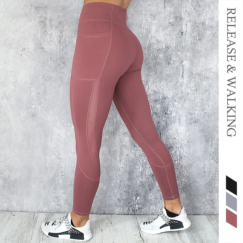 R&ampW Mesh Hollow Splice Women High Waist Tight Elastic Sports Leggings Quick Dry Womens Running Fitness Yoga Legging Pants Plus | Спорт и