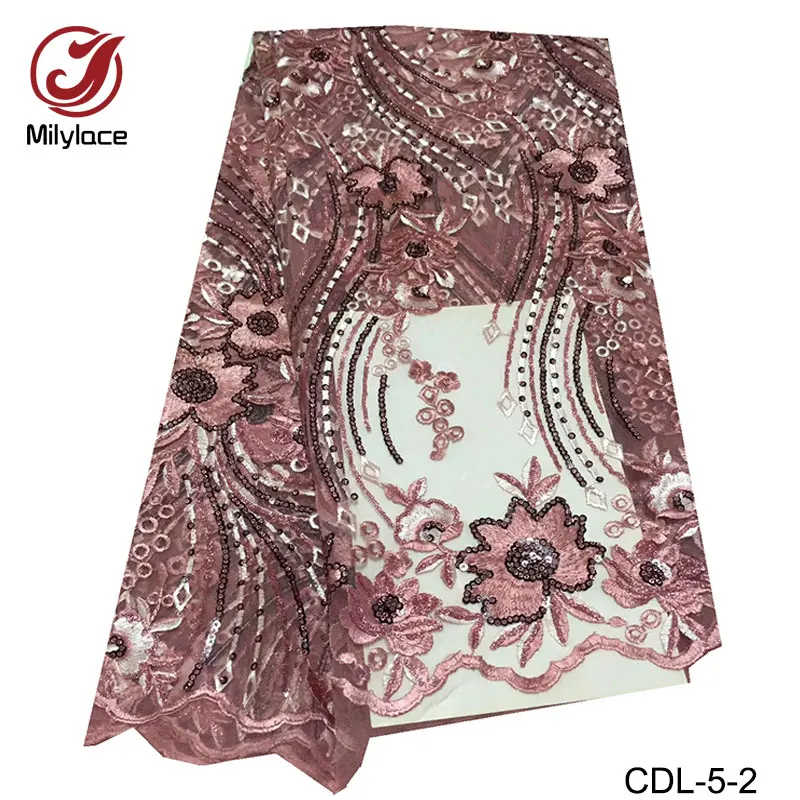 Lovely flower design african lace fabric with sequins 14 colors available nigerian french tulle for party CDL-5 | Дом и сад