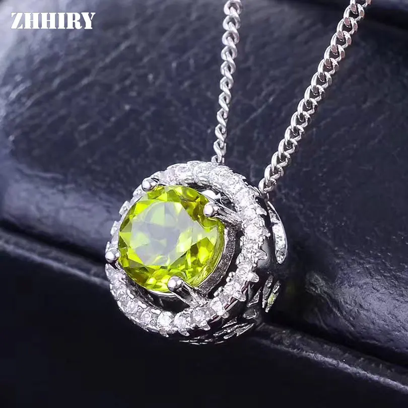Женское ожерелье из серебра 925 пробы с натуральным Перидотом|pendant|fine jewelry |