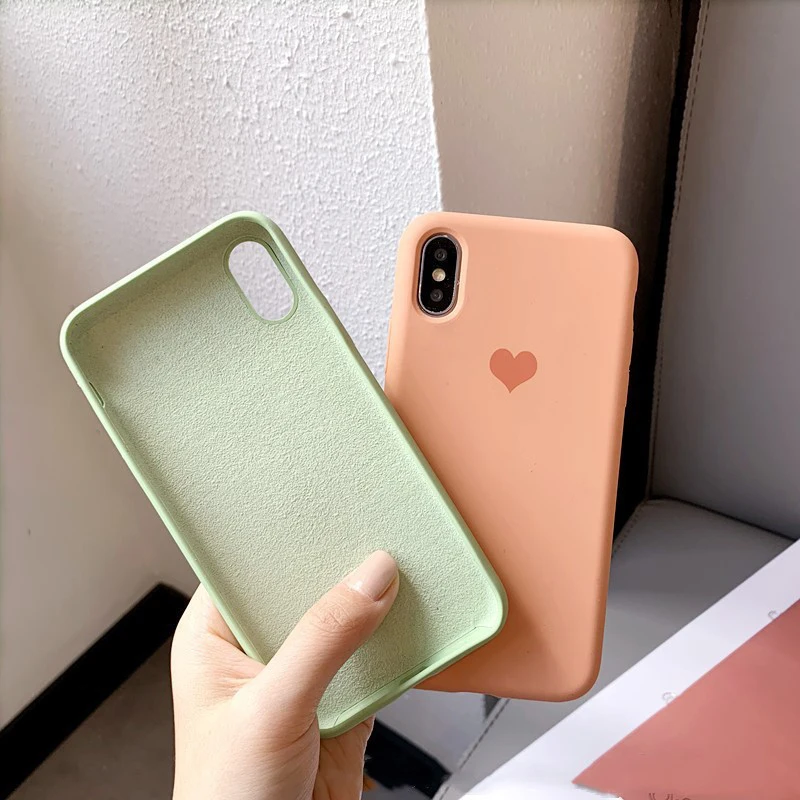 Чехол для телефона XS Max с милым сердечком iPhone XR жидкий силиконовый мягкий чехол xs x