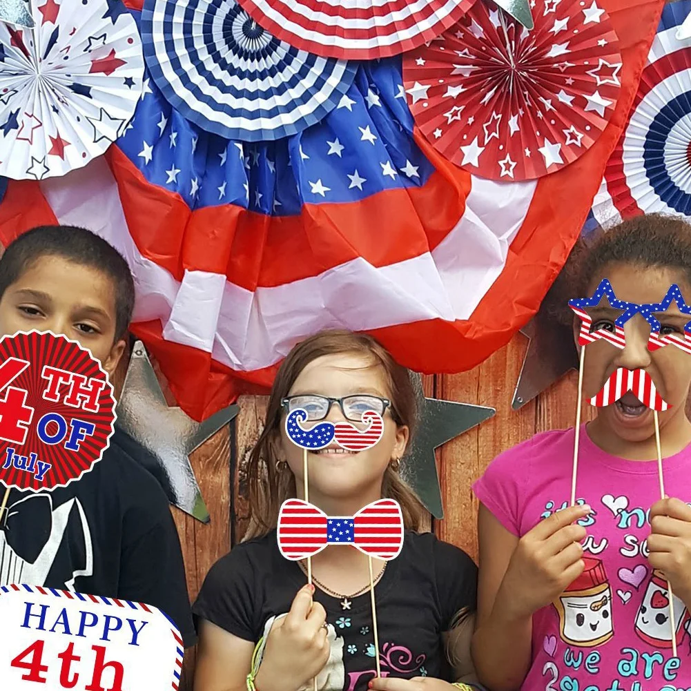 26 шт Photo Booth Реквизит DIY Kit День независимости США вечерние Декор Смешные Усы Photobooth