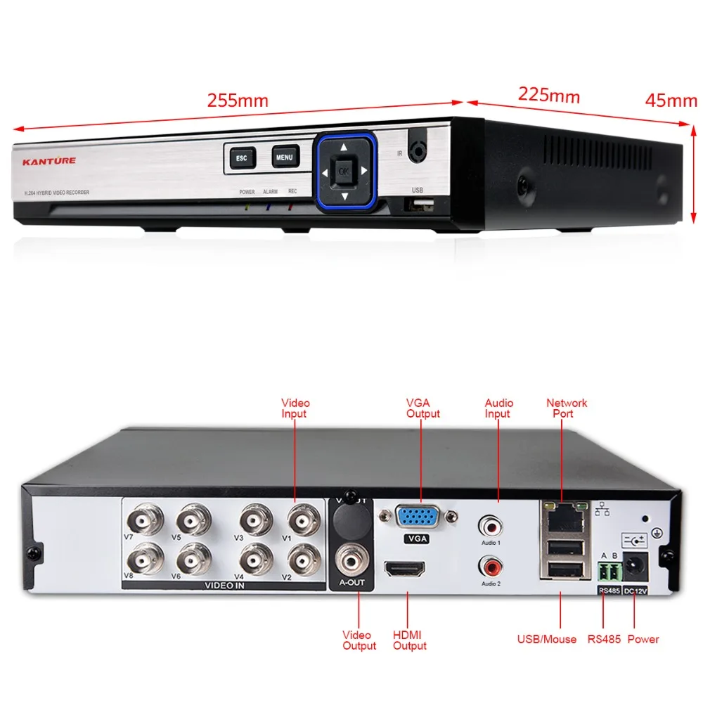Камера видеонаблюдения KANTURE DVR 8 каналов HDMI 1080 P 720 1080*720 IP66 дюймов