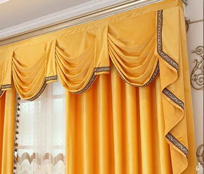 1pc valance Роскошные европейские плотные затемняющие итальянские бархатные занавески s для гостиной, спальни, оконные занавески оранжевого цвета - Цвет: 1pc valance