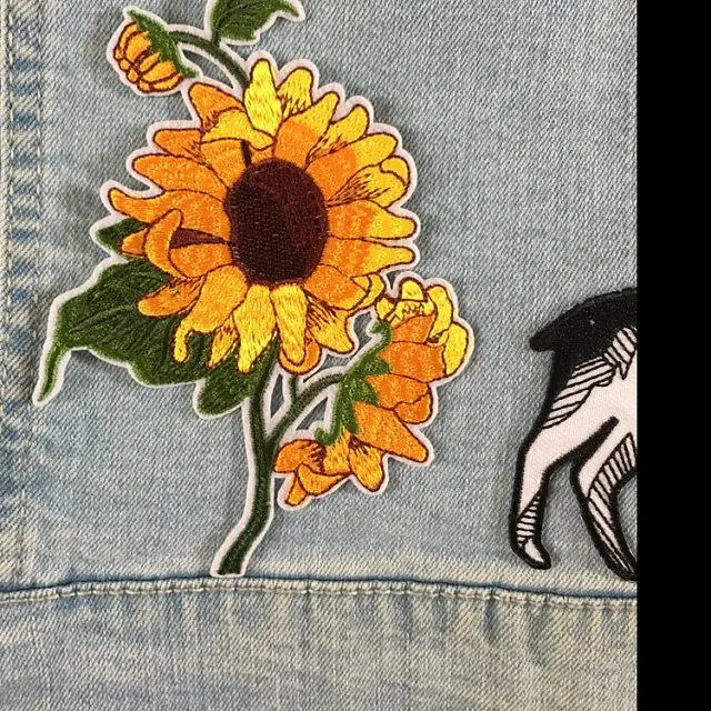 Гог подсолнечника патч натюрморт Boho Швейные цветок DIY Аппликация ВС Цветы