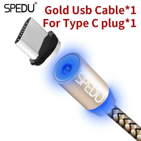 1 TypeC plug 1 cable Usb зарядное устройство, автомобильное зарядное устройство SPEDU Магнитный кабель для huawei P10 honor 9 meizu pro 6 7 oneplus 5t 5 мобильный телефон автомобильное зарядное устройство кабель - Тип штекера: 1 TypeC plug 1 cable