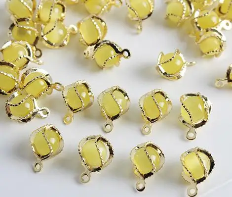 Позолоченные опаловые подвески из кабошона Floaing Charms Diy серьги аксессуары для изготовления браслетов Изготовление ювелирных изделий - Окраска металла: yellow