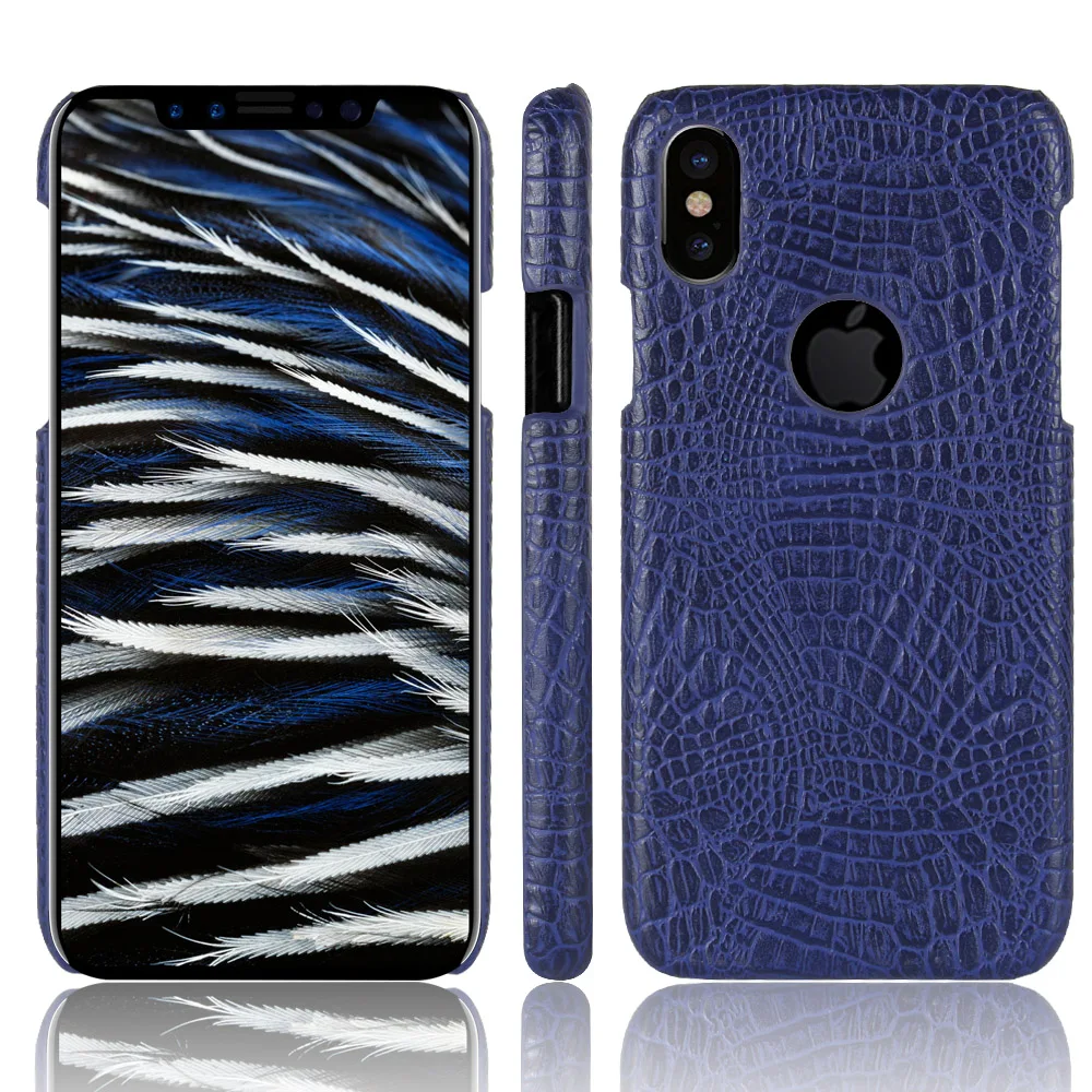 Роскошный чехол из кожи с текстурой крокодила и змеиной кожи для телефона Apple iPhone X.
