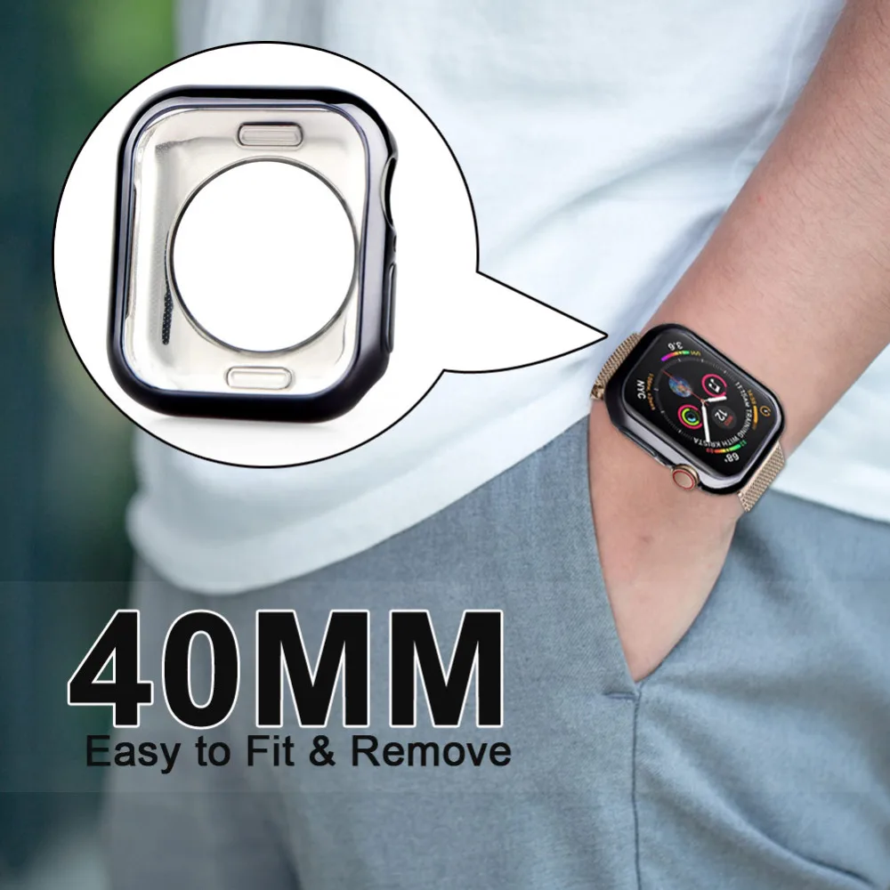1 шт. силиконовый защитный чехол для Apple Watch Series 4 40 мм розовые золотые серебряные