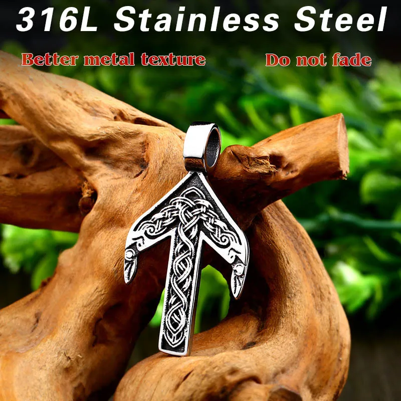 Байер 316L нержавеющая сталь норвежский викинг ожерелье с кулоном двойным голова