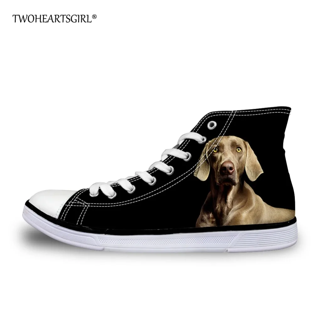 Twoheartsgirl черный собака Vizsla печати с высоким берцем Парусиновая обувь Повседневная