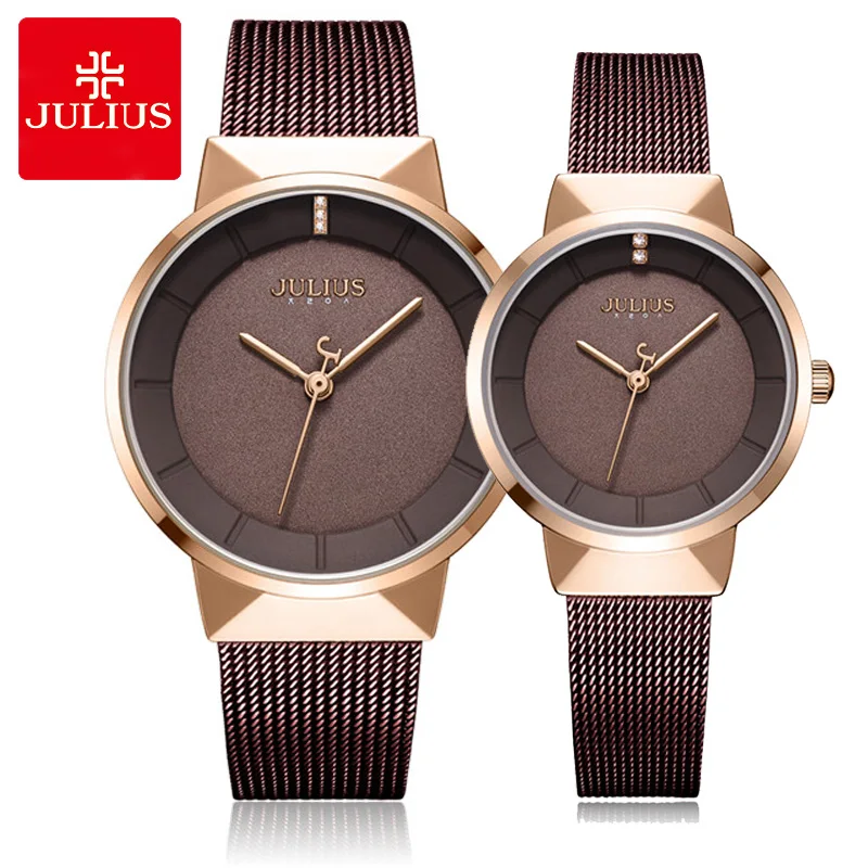 Часы наручные Julius для мужчин и женщин тонкие модные простые влюбленных пар
