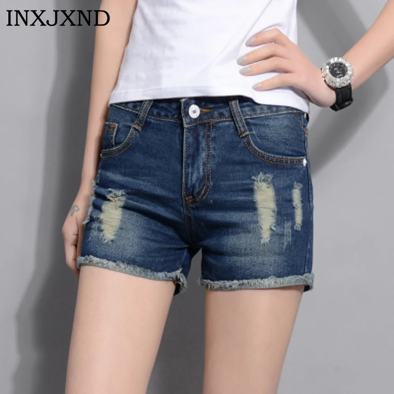 

Винтажные ковбойские летние шорты INDJXND, обжимные женские обжимные тонкие повседневные свободные шорты из джинсовой ткани 2017 дюймов с карма...