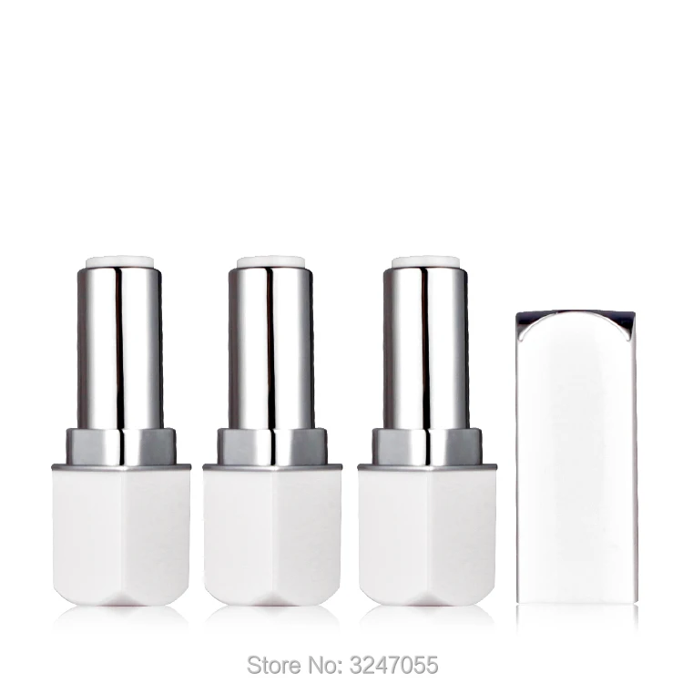 

12.1mm 50pcs/lot High-end White Elegant Lipstick Tube, Plastic Empty Lip Balm Refillable Container, Lip Rouge Sub Package