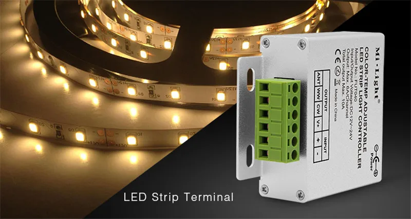 Mi.Light FUT040 433MHz Dual White LED Strip Controller Brightness dimmable Color temperature adjustable for led tape DC12V-24V | Освещение