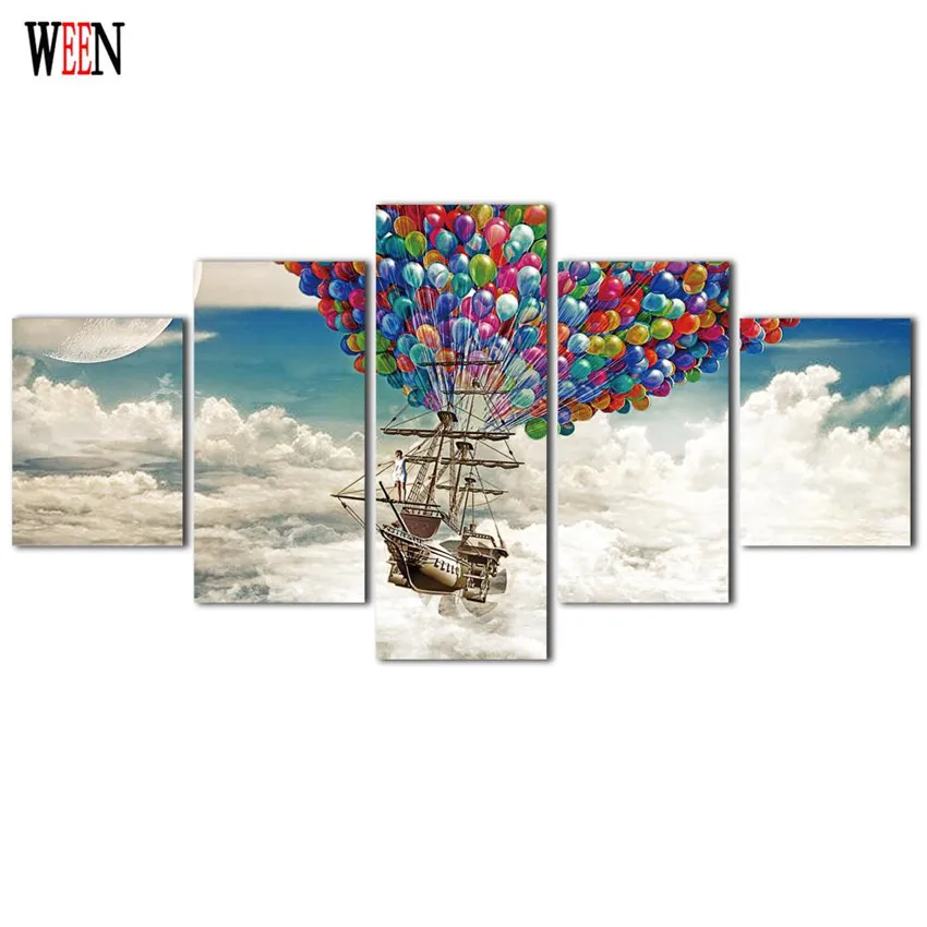 5 шт. в рамке воздушный шар парусина художественные настенные фотографии для