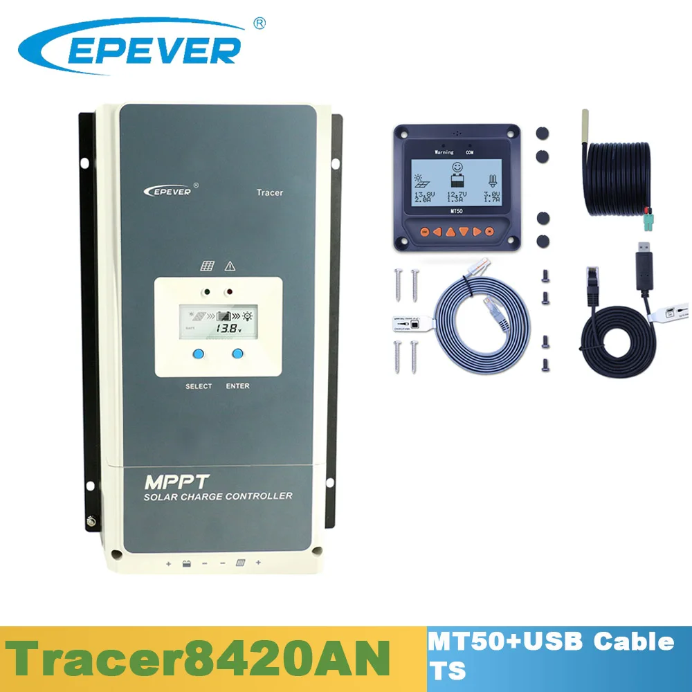 Set 3 EPever MPPT 80A 12 В 24 в 36 в 48 в Солнечный контроллер заряда Подсветка ЖК-дисплей Макс. 200 в PV вход общий отрицательный заземление 8420AN - Цвет: Set 3