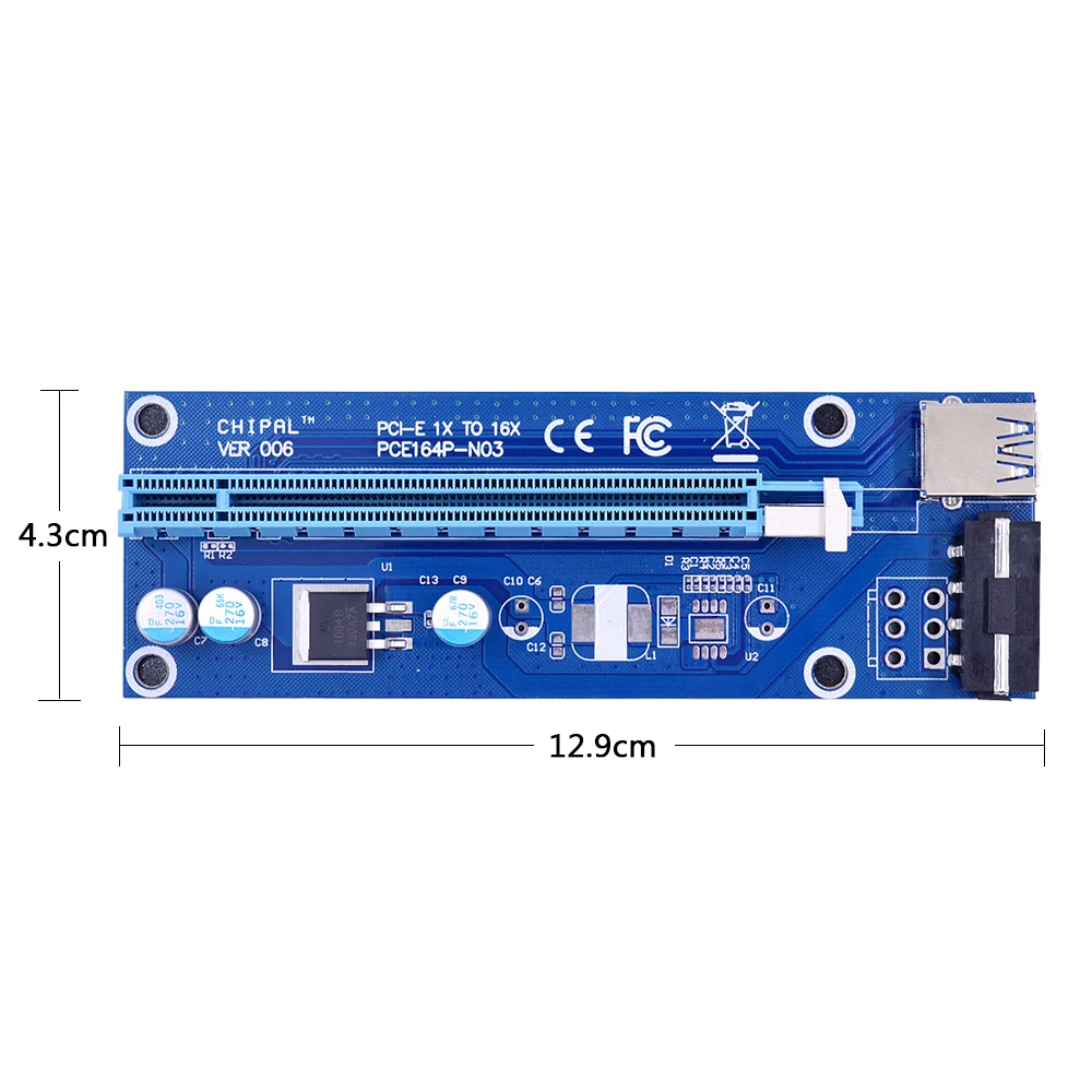 CHIPAL 60 см PCIE PCI-E Riser Card PCI Express Extender 1x до 16x USB 3 0 SATA к 4Pin IDE Molex адаптер добыча Bitcion шахтер