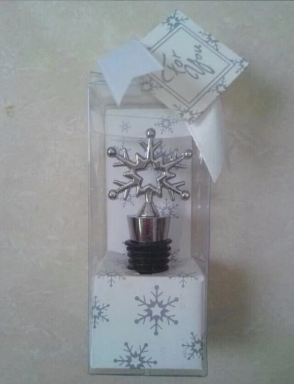 

100pcs/lot factory price Snowflake Red wine bottle Stopper wedding favors and gifts for guests party favor Free shipping