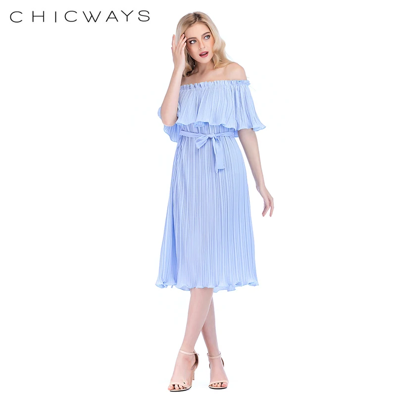 Chicways с открытыми плечами без бретелек оборками платье для женщин 2018 сарафаны