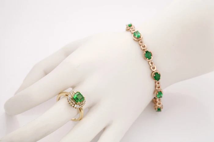 Браслет с натуральным изумрудом розовое золото 14 к овальный 4 50 карат|diamond friendship