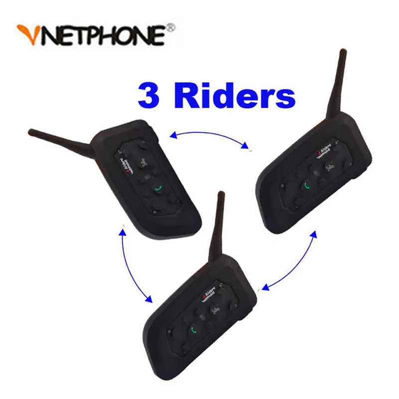 3 шт V6 1200 м мотоцикл Bluetooth шлем домофон полный дуплекс для 6 гонщиков BT