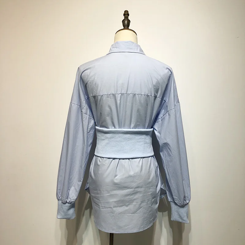 WENYIN/2018 Осенняя мода уличная Кнопка Пояс Блузка Для женщин blusas рубашка Топы WY-580 |
