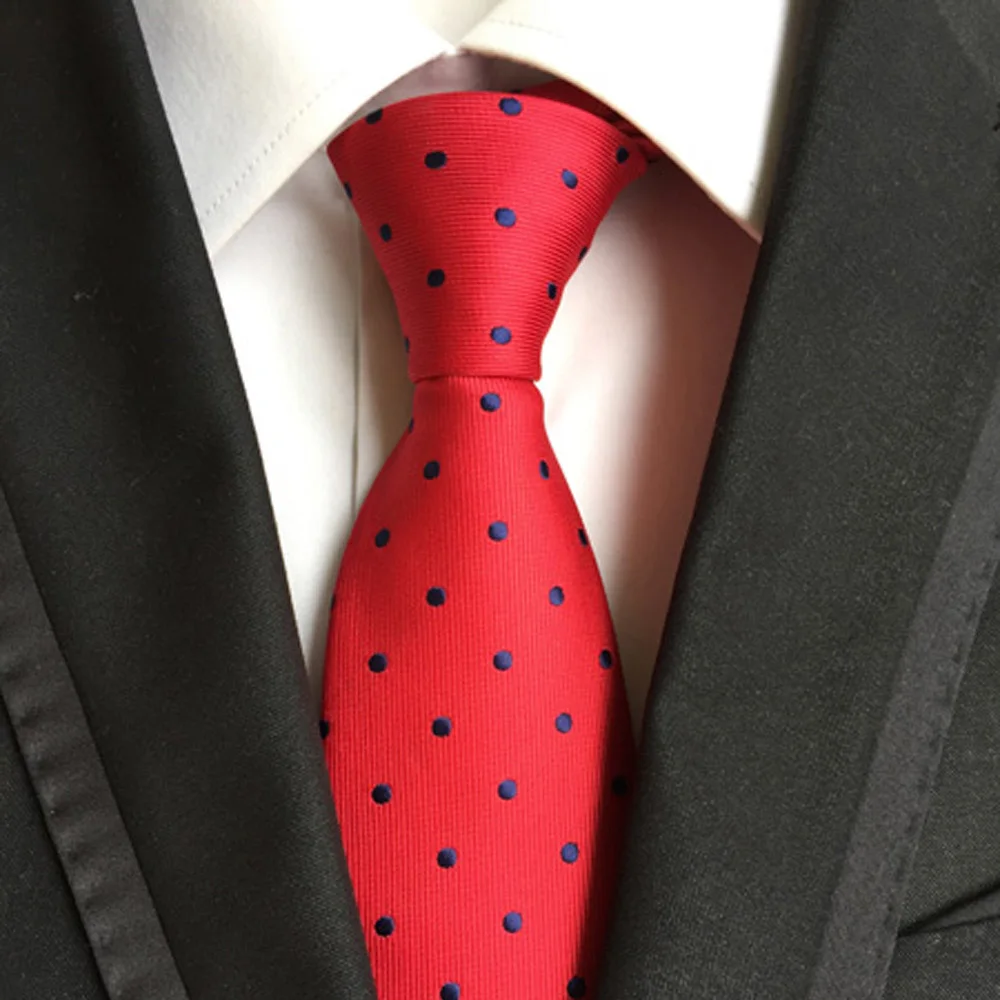

Unique Design 8cm Ties Fashion Classic Blue Dot Neck Tie High Quality Gentlemen Woven Gravatas for Men 03