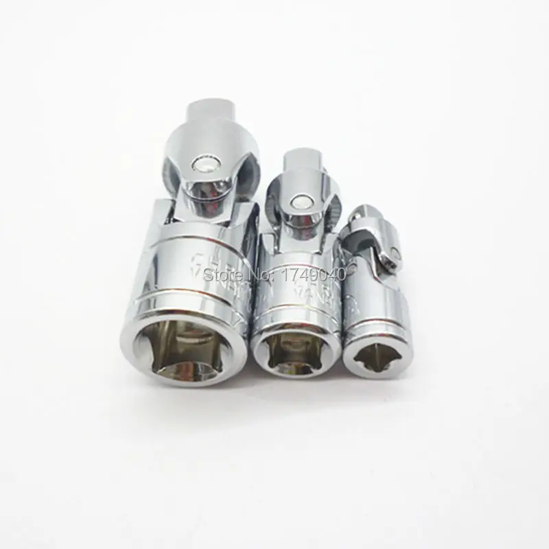 3 Pc 1/4&quot 3/8&quot 1/2&quot Universal Joint Set Ratchet Angle Extension Bar 4 Square Drive Sockets Adapt Bendy Flexible |