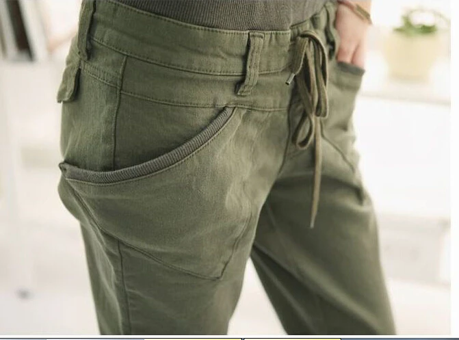 Брюки Женские однотонные с эластичным поясом Свободные повседневные