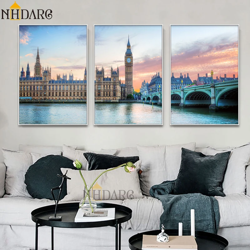 

Modern London Big Ben Scenery Nice Sofa Background Posters and Prints Canvas Painting Wall Pictures For Living Room Home Decor