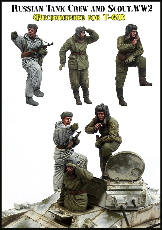 Коллекция 1/35 года фотоэкипаж русского танка Второй мировой войны и разобранный