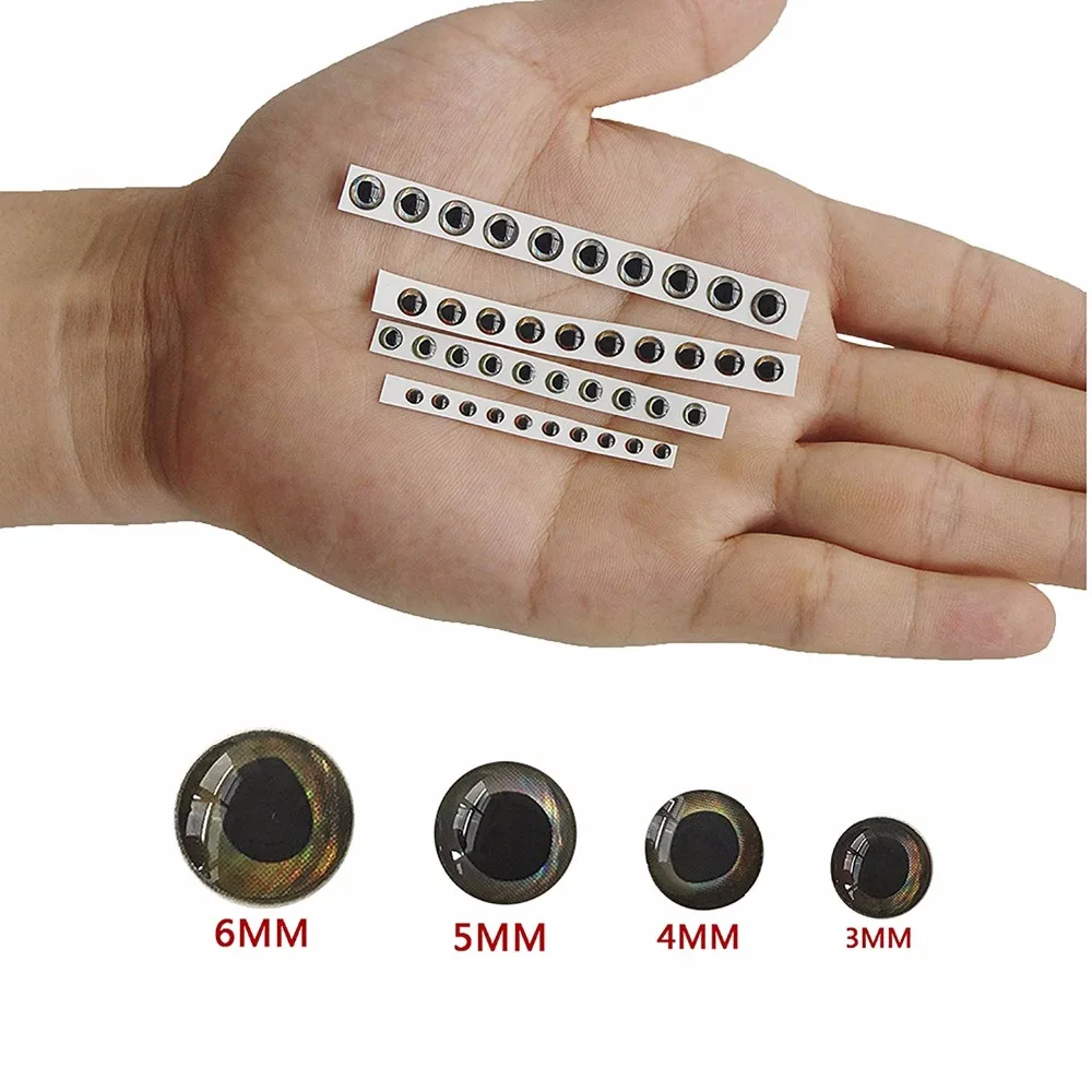 4D Fishing Lure Eye Self Adhesive Artificial Fish Realistic Holographic Eyes for Bait Fly Tying Jigs | Спорт и развлечения