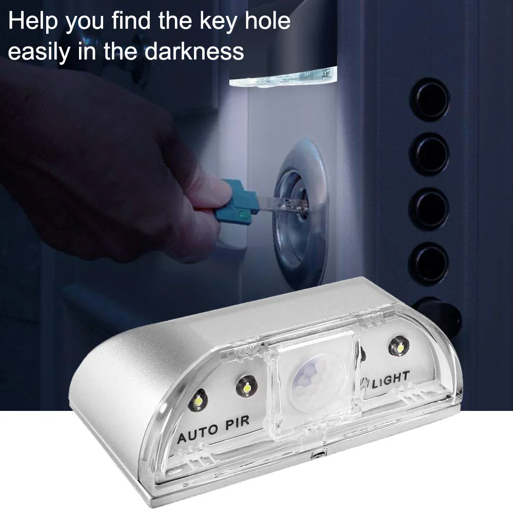 Lamp Night Light Auto PIR Induction Door Lock Intelligent Keyhole IR Motion Sensor Heat Detector 4 LED | Лампы и освещение