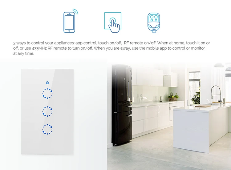 Интеллектуальный выключатель света Sonoff T1 Smart WiFi RF/приложение/сенсорный экран Управление настенный выключатель света 1/2/3 Тип нам Панель настенный сенсорный выключатель с Alexa Google