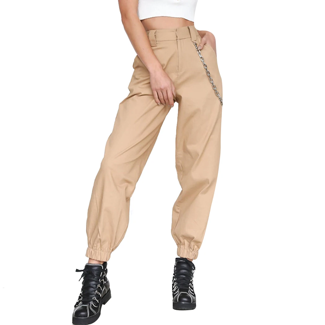Casual Womens Harem Pants With Chains 2018 Fashion High Waist Sweatpants Streetwear Cotton Lady Trousers Pantalon Mujer | Женская одежда